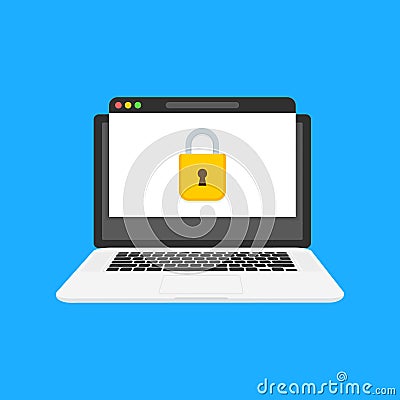 Web page under block, limited access. Password. Vector illustration. Vector Illustration