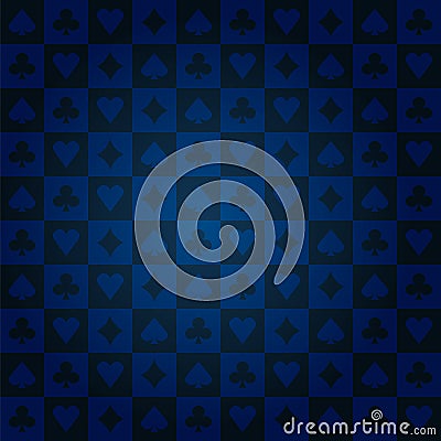 Poker card suits rectangle blue casino pattern background vector illustration Vector Illustration