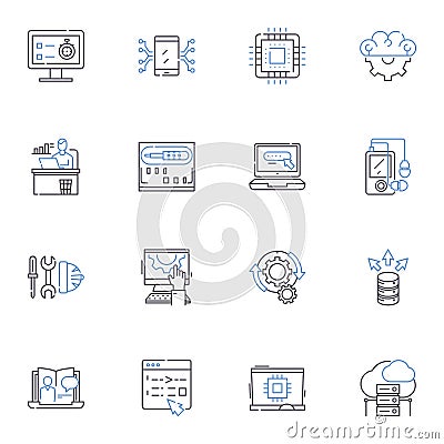 Web portal line icons collection. Gateway, Dashboard, Homepage, Interface, Platform, Access, Nexus vector and linear Vector Illustration