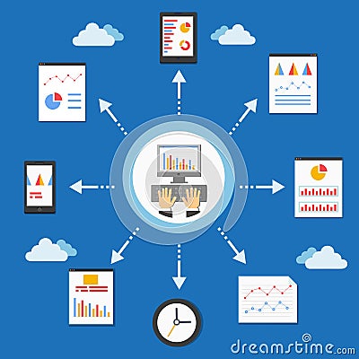 Web programming and analytics Vector Illustration