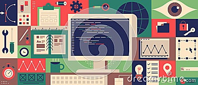 Web programming design flat concept Vector Illustration