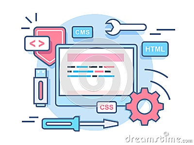 Web programming development concept Vector Illustration