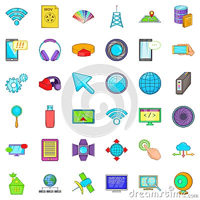 Web progress icons set, cartoon style Vector Illustration