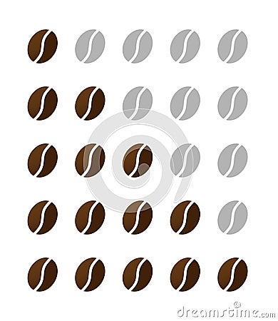 Ranking of coffe beans from one to five vector Stock Photo