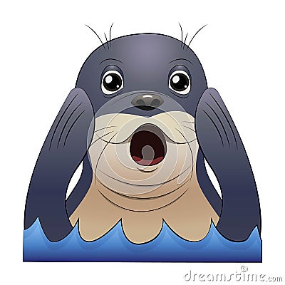 Seal animal head scared, shocked or screaming Vector Illustration