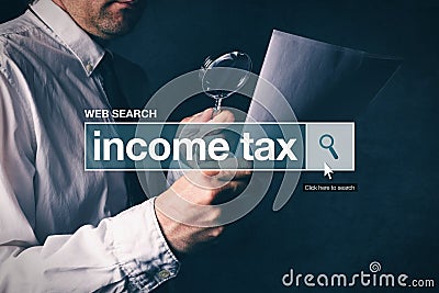 Web search bar glossary term - income tax Stock Photo