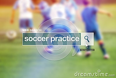 Web search bar glossary term - soccer practice Stock Photo