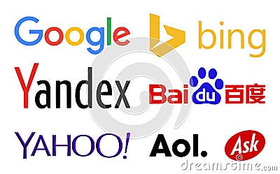 Web search engines logos Vector Illustration