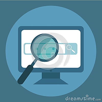 Web search. Flat computing background. Programming and coding. Web development and search. Search engine optimization. Innovation Vector Illustration