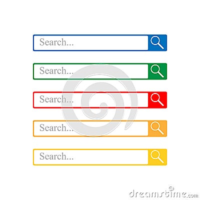 Web search form and button with loupe sign. Variations colors rounded rectangle image Stock Photo