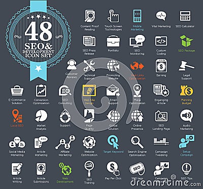 Web seo icon set Vector Illustration