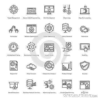 Web and SEO Line Vector Icons 13 Stock Photo