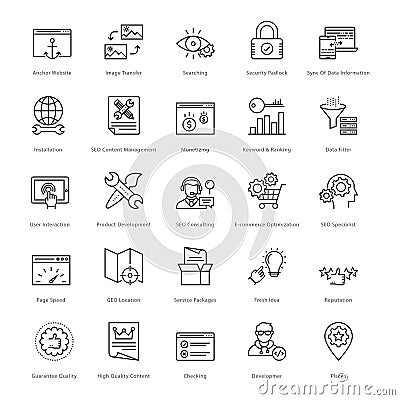 Web and SEO Line Vector Icons 22 Stock Photo