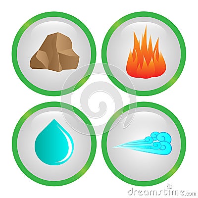 Set of vector icons of four elements Stock Photo