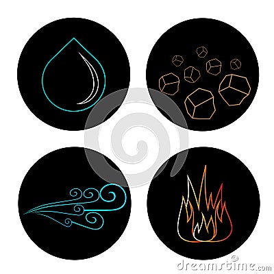 Set of vector icons of four elements Stock Photo