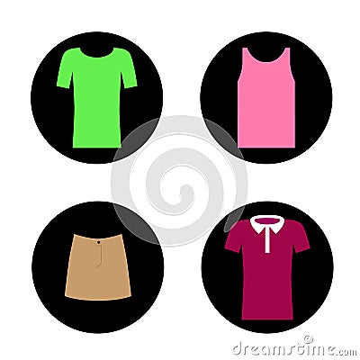 Set of vector icons of four pieces of clothes for woman Stock Photo