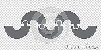 Simple icon puzzles in gray. Simple icon puzzle arc of the five elements on transparent background for your web site design, app, Vector Illustration
