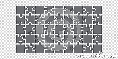 Simple icon puzzles in grey. Simple icon puzzle of the forty five elements on transparent background or your web site design, app, Vector Illustration