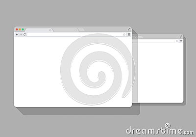 2 web simple set of Browser window white, green isolatied background, flat style. Vector Illustration