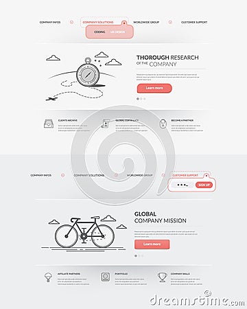 Web site design navigation elements: web page template Vector Illustration