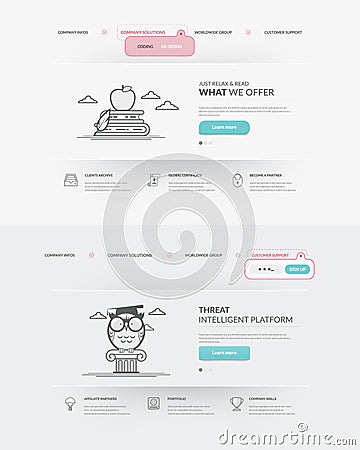 Web site design navigation elements: web page template Vector Illustration