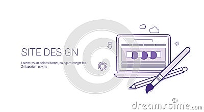 Web Site Design Programming Banner Template With Copy Space Vector Illustration