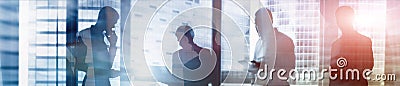 Web site header. Double exposure business people. Stock Photo