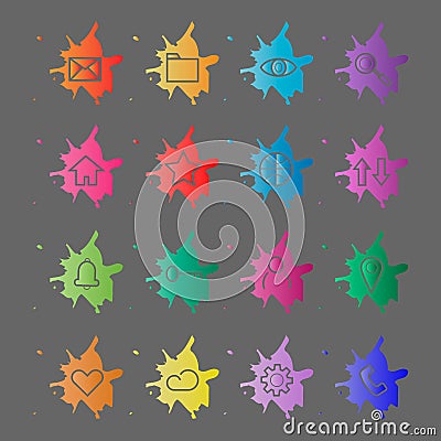 Web Site Internet Icons. Line icons on a background of blots of paint. Stencil Icons Stock Photo