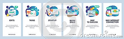 Web site onboarding screens. Business management and software development. Menu vector banner template for website and Vector Illustration