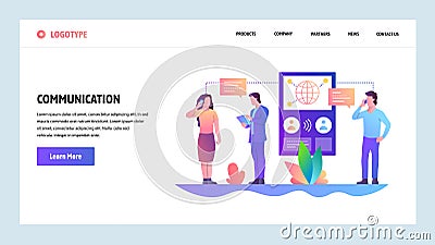 Web site onboarding screens. Online messaging and connection. People digital communication. Menu vector banner template Vector Illustration