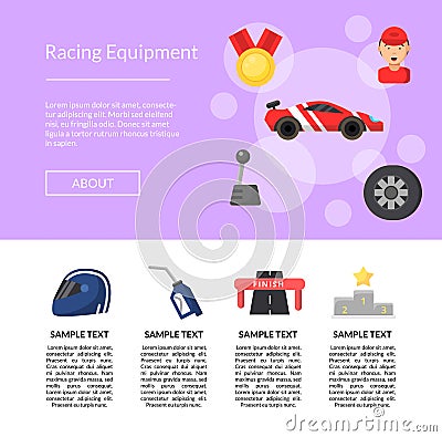 Vector flat car racing icons page template illustration Vector Illustration