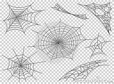 Web spider cobweb icons set. Outline illustration of web spider cobweb vector icons for web Vector Illustration