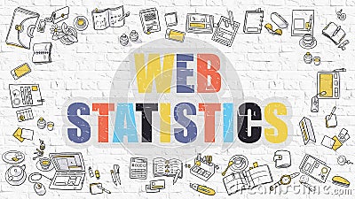 Web Statistics Concept with Doodle Design Icons. Stock Photo