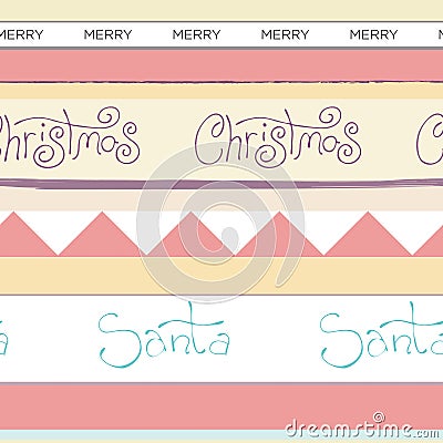 Stock vector Illustration with pink seamless Merry Christmas and Happy New Year pattern Vector Illustration