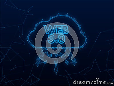 Web 3.0 technology for web design. Internet blockchain technology plexus icon. Nft concept. Vector stock illustration. Vector Illustration
