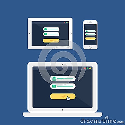 Web Template of Adaptive Online Login Form Stock Photo