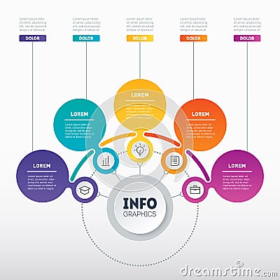 Web Template of a chart, mindmap or diagram with 5 steps. Vector Vector Illustration