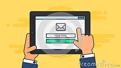 Web Template of Tablet Email Form Stock Photo