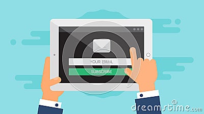 Web Template of Tablet Email Form Stock Photo