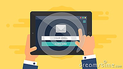 Web Template of Tablet Email Form Stock Photo