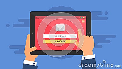 Web Template of Tablet Email Form Stock Photo