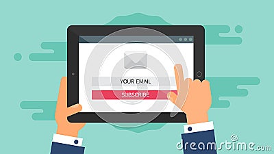 Web Template of Tablet Email Form Stock Photo