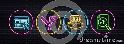 Web timer, Chemistry pipette and 360 degree minimal line icons. For web application, printing Vector Vector Illustration