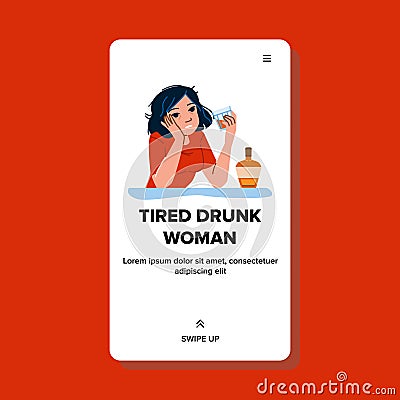 web tired drunk woman vector Vector Illustration