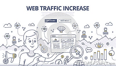 Web Traffic Doodle Concept Vector Illustration