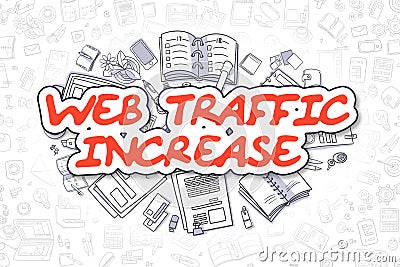 Web Traffic Increase - Cartoon Red Word. Business Concept. Stock Photo