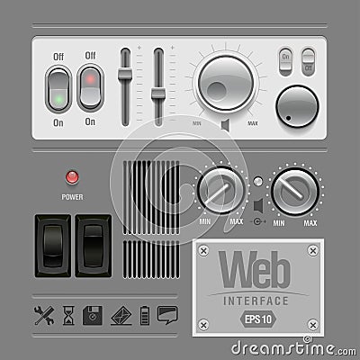 Web UI Elements Design Gray. Vector Illustration