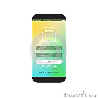 Web User Interface With Login Sign In Form On Cell Smart Phone Screen Vector Illustration
