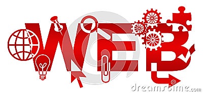 Web Various Symbols Red Stock Photo