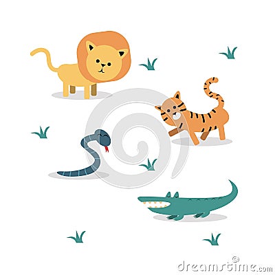 vector illustration, animals for kids Cartoon Illustration